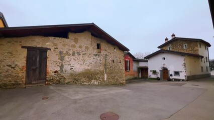 Canvas Print - Panorama of the old street in Savosa village, Ticino, Switzerland