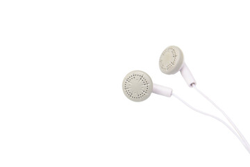 Wall Mural - white earphones isolated on white background with clipping path