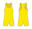 © Sansom - Yellow Wrestling Singlet Template on White Background. Front and Back Views, Vector File.