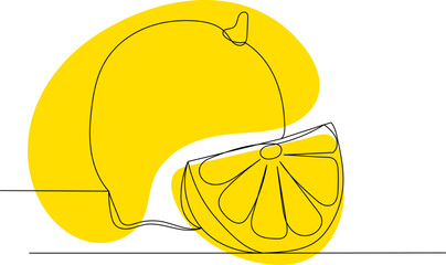 Wall Mural - lemon drawing one continuous line vector