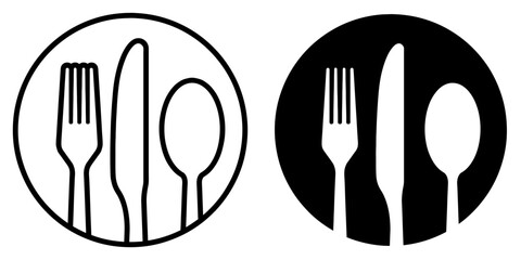 Poster - ofvs75 OutlineFilledVectorSign ofvs - cutlery vector icon . isolated transparent . fork, knife, spoon sign . black outline and filled version . AI 10 / EPS 10 . g11384