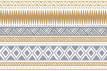 Wall Mural - Ethnic stripe seamless pattern. Tribal geometric vector background, boho motif, tribal textured ornament illustration. Textile print