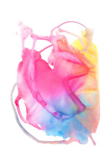 Abstract Anatomy human heart painted by droping watercolour technique on white arts paper texture. Clipping Path