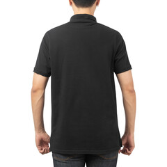 Wall Mural - Man in black Polo t-shirt mockup, Design template.