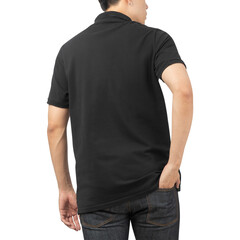 Wall Mural - Man in black Polo t-shirt mockup, Design template.