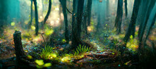 Young Man Adventures In The Deep Forest Digital Art Illustration Painting Hyper Realistic
