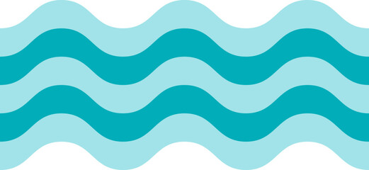 Wall Mural - Ocean waves. Blue stylized water. Horizontal pattern