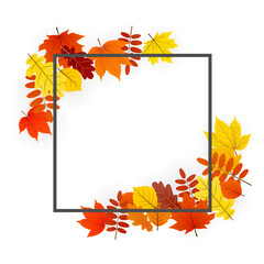 Wall Mural - autumn background with yellow leaves illustration