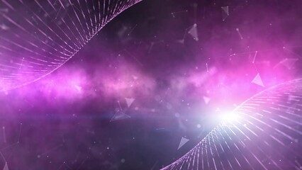Poster - looped digital metaverse cyberspace network lines and dots animation. seamless looping copy space ba