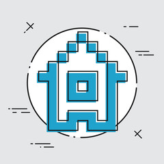 Vector illustration of pixel computer icon