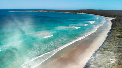 Wall Mural - Pennington Bay in Kangaroo Island. Amazing aerial view of coastline from drone on a sunny day