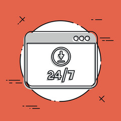 Sticker - 24/7 updates service - Vector flat icon