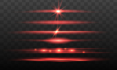 Leinwandbilder - Red neon stripes, light flash lines, laser beams