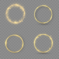 Wall Mural - gold rings glowing light sparkles, lighting effect