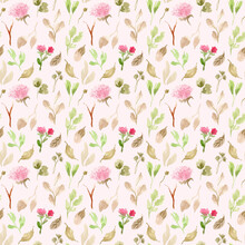 Soft Pink Floral Watercolor Seamless Pattern