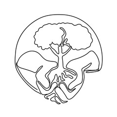 Sticker - Tree on Palm of Hand Continuous Line