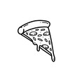 fast pizza slice doodle hand drawn illustration