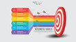 Target with six steps to your goal infographic template for web, business, presentations.