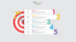 Target with six steps to your goal infographic template for web, business, presentations.