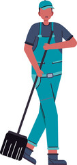 Poster - Male cleaning staff illustration