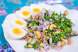 Spicy salad of Paco fern with eggs