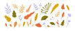 © Good Studio - Abstract autumn leaf, modern botanical set. Foliage, plant elements bundle. Different fall leaves. Trendy stylized nature botany decoration. Flat vector illustration isolated on white background