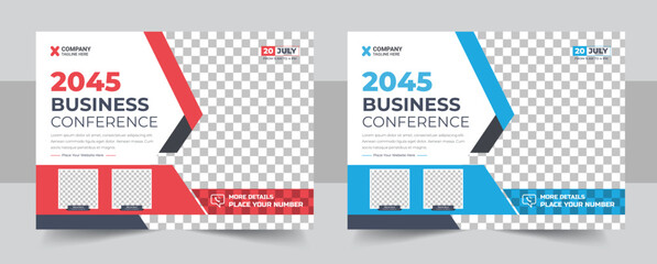 Wall Mural - conference flyer or banner template design, annual corporate business workshop, meeting & training p