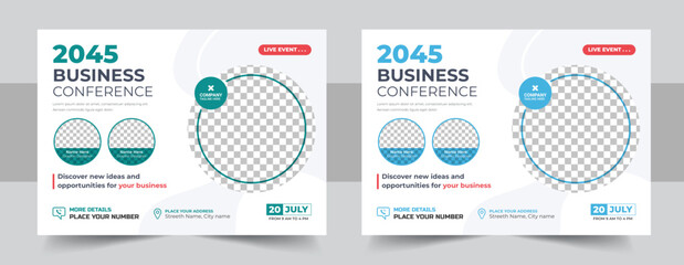 Wall Mural - conference flyer and invitation banner template design, meeting & training promotion poster, online 