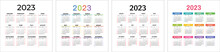 Calendar Template 2023 Set. Color English Square Calender Collection
