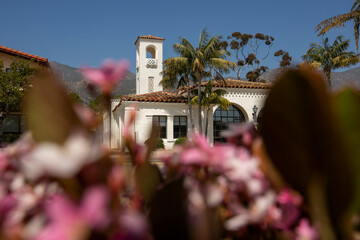 daytime view of the historic block of downtown montecito, california, usa.