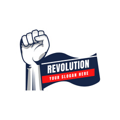 Wall Mural - Revolution illustration for poster design. Clenched fist hand vector silhouette.