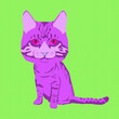Leinwandbild Motiv Fashion minimal illustration. Stylish funny purple cat