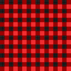 Wall Mural - Lumberjack buffalo check plaid seamless pattern. Black and red. Four tiles here. Flat colors.