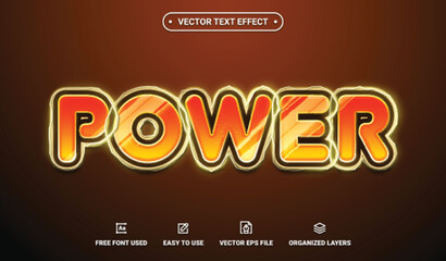 Wall Mural - Power Editable Vector Text Effect.