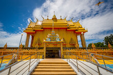 The Yellow Temple At Wat Tha Makok, Rayong, Thailand.