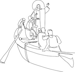 Wall Mural - Continuous line drawing of Jesus Christ illustration Testament
Bible