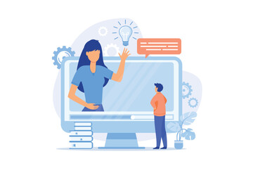 Wall Mural - video tutorial web education, video blog, online courses training, elearning tutorial, blogger influ