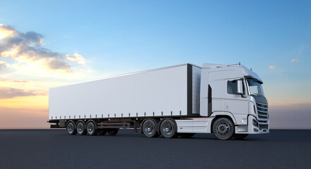 white truck for logistics company - 3D Illustration