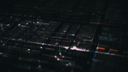 Poster - Advance digital generated motion abstract matrix cyber environment big data analytic artificial intelligent metaverse simulation, head up display background