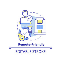 Wall Mural - Remote friendly concept icon. Combined schedule. Hybrid work model abstract idea thin line illustration. Isolated outline drawing. Editable stroke. Arial, Myriad Pro-Bold fonts used