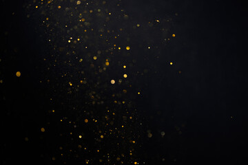 golden glitter bokeh sparkles lights dark abstract overlay background