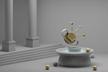 Aufkleber - Beautiful abstract illustrations Phone symbol icon on a fountain and column background. 3d rendering illustration.