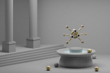 Poster - Beautiful abstract illustrations Share symbol icon on a fountain and column background. 3d rendering illustration.