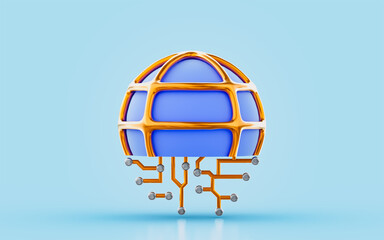 Wall Mural - globe sign with connectivity 3d render concept for world technology connection system