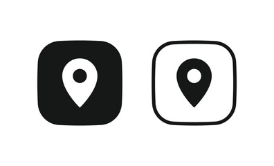 Fototapete - Location pin icon, map pointer marker symbol, gps map pin icon button in filled, thin line, outline and stroke style for apps and website