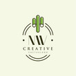 NW Initial letter green cactus logo vector