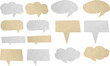 © kromkrathog - Speech bubbles icos with paper texture background, isolated Clipping paths for design work empty free space