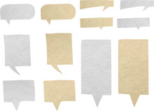 Speech Bubbles Icos With Paper Texture Background, Isolated Clipping Paths For Design Work Empty Free Space