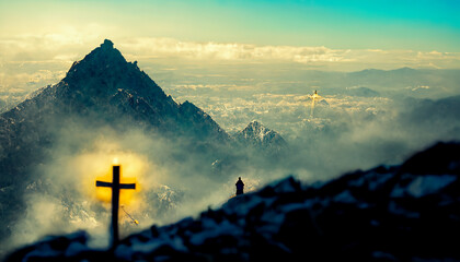 Easter background concept and The crosses sign.