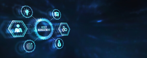 Internet, business, Technology and network concept. Asset management. 3d illustration.